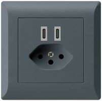 UP-USB-Ladesteckdose Hager kallysto.line C-C 20W+T13 5V 92×92mm anthrazit