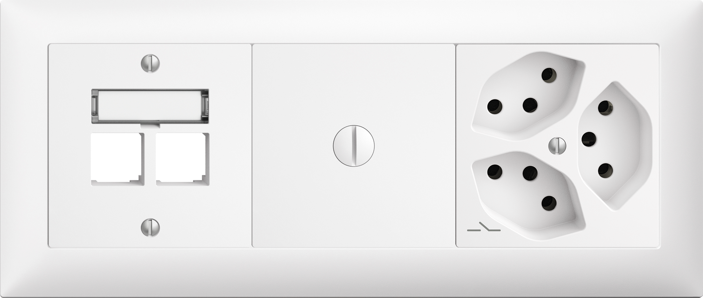 UP-Kombination EDUE 1×3, S-One 2xRJ45 + Blind schr + 3xT13 1S ws