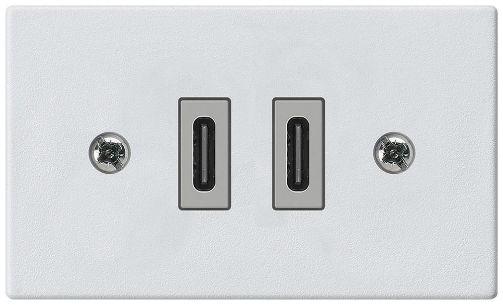 Presa di carica USB INS Hager FLF C-C 20W 5V 37.5×62.5mm bianco