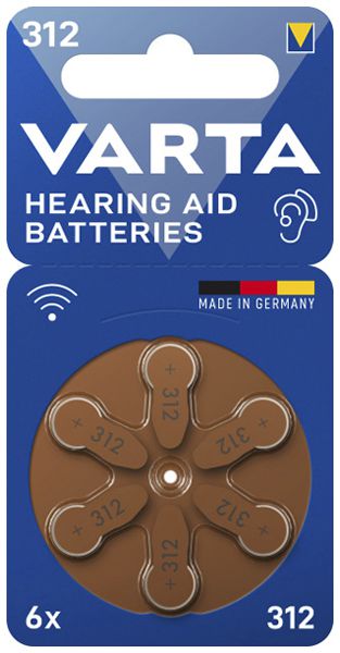 Knopfzelle Zink/Luft VARTA Hearing Aid 312, Blister à 6  Stück