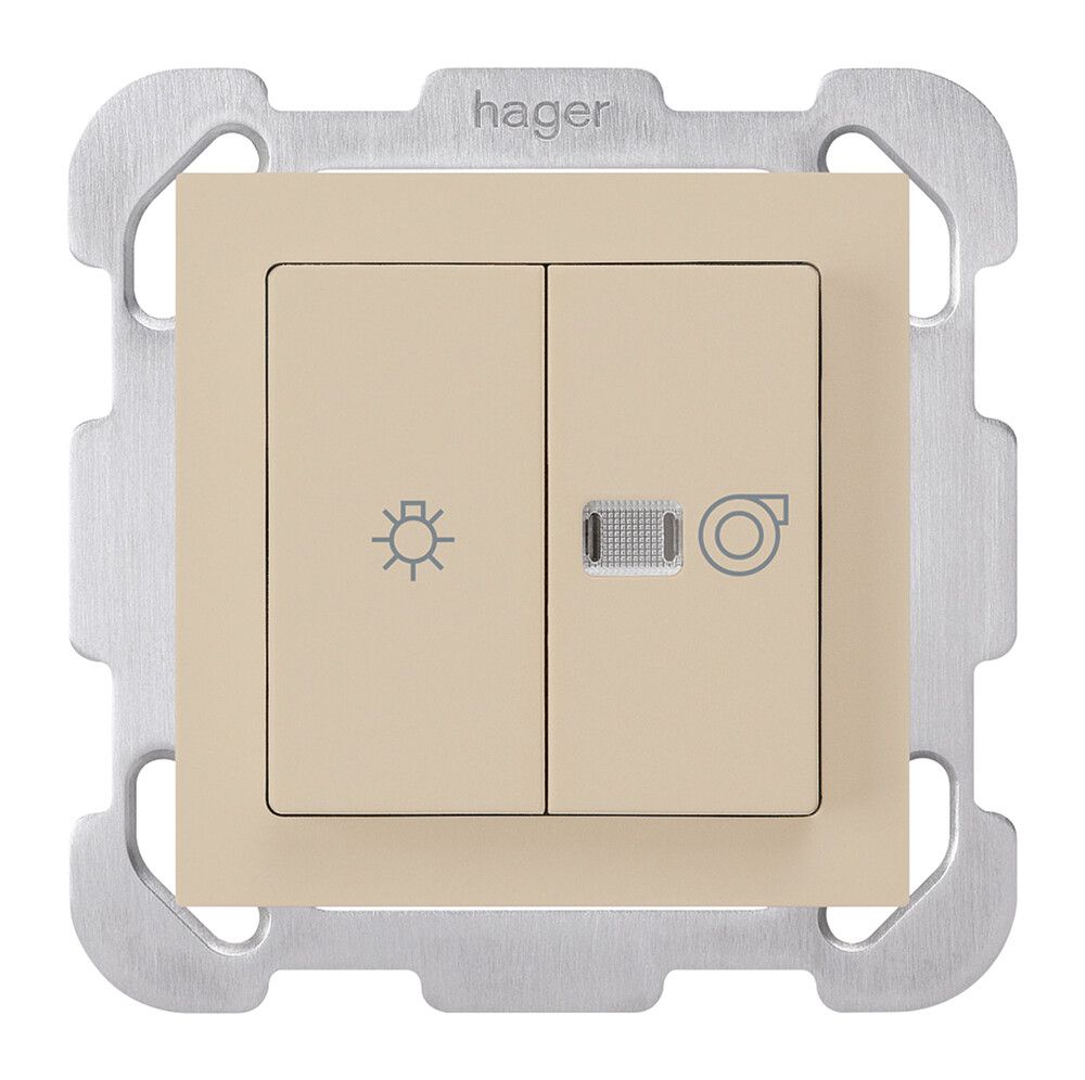 UP-Leuchtdruckschalter kallysto beige 1/1L Symbolen Licht+Ventilation