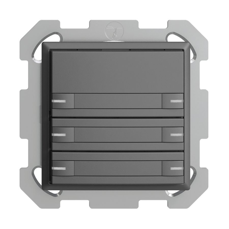 Poussoir ENC KNX 6× EDIZIOdue gris foncé RGB avec LED avec insert papier