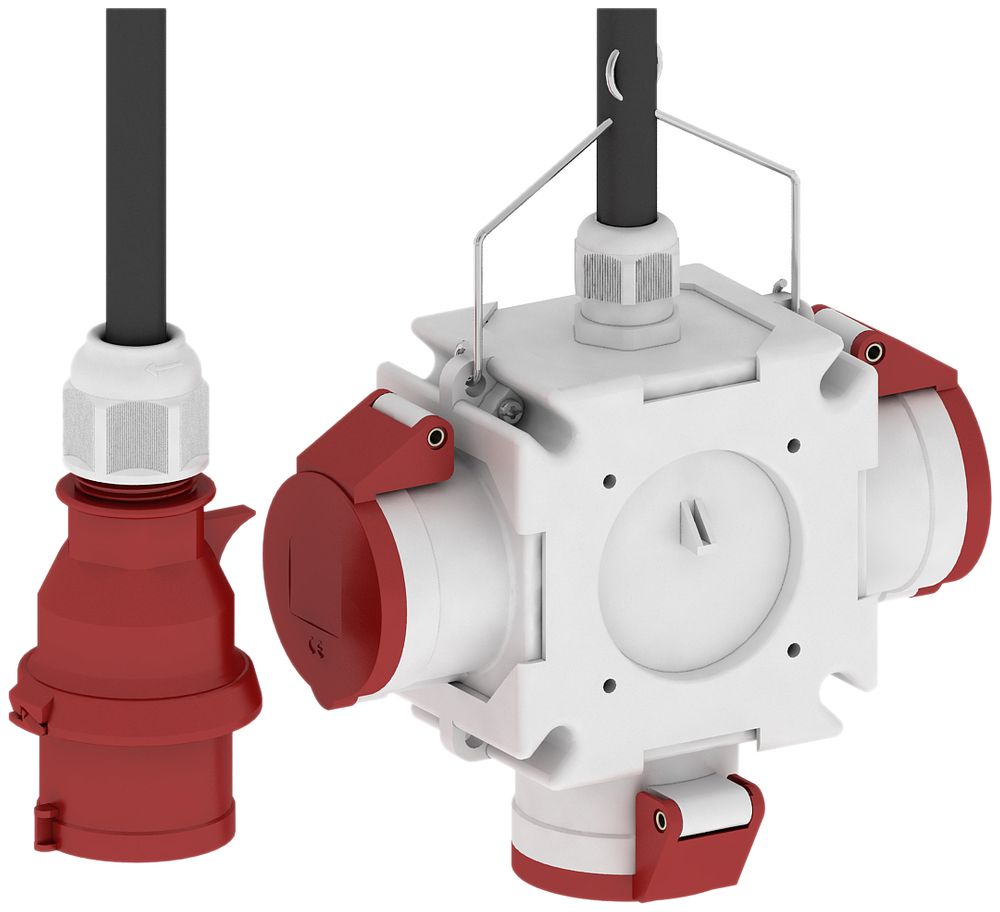 Distributeur en croix Bals 3×CEE 5P 32A 400V 6h avec câble