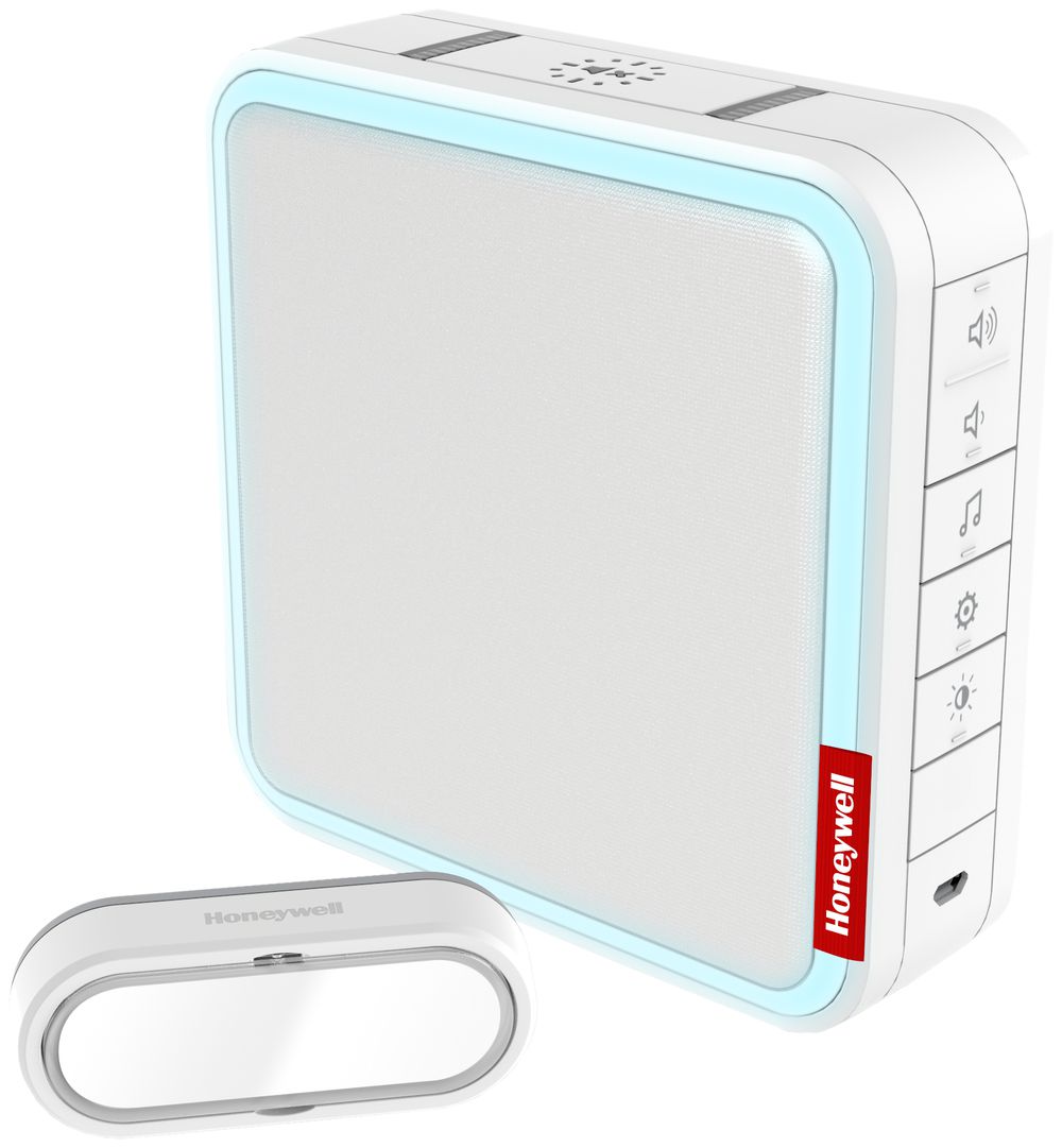 Funk-Gong Honeywell DC917SL 200m, weiss, mit Klingeltaster, MP3 Lichtring