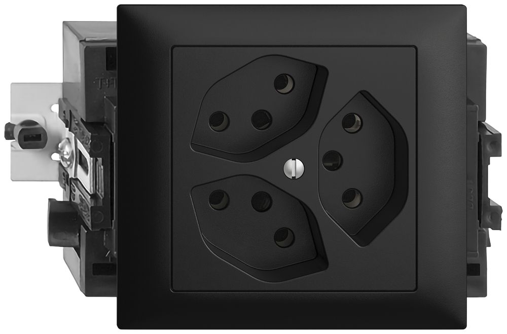 EB-Steckdose EDIZIOdue 3×T13 49…69mm schwarz