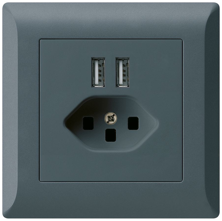 UP-Steckdose 2×USB & T23 kallysto.line 2400mA anthrazit