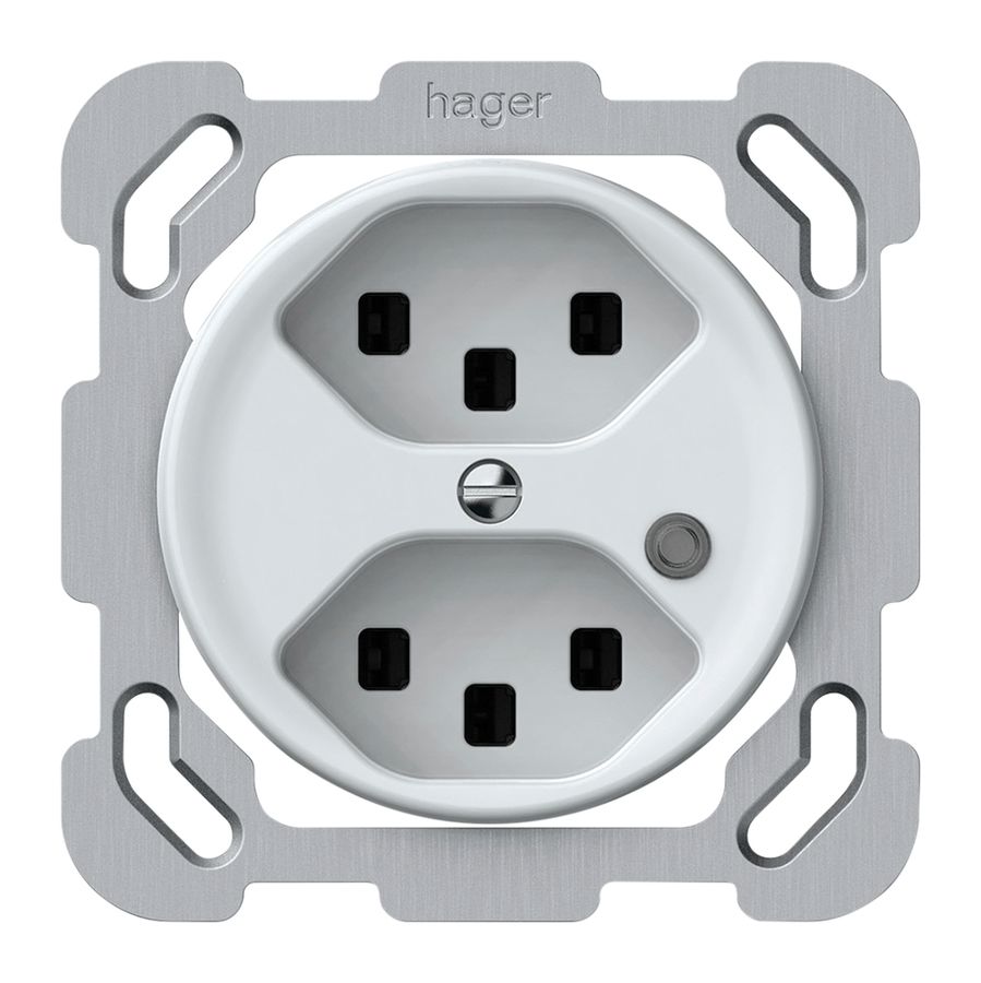 UP-Steckdose origin 2×Typ 23 bel.grün 16A 230V 77×77mm weiss