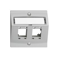 Montageset EDIZIOdue, mit Schrägauslasshaube, für 2×RJ45, hellgrau