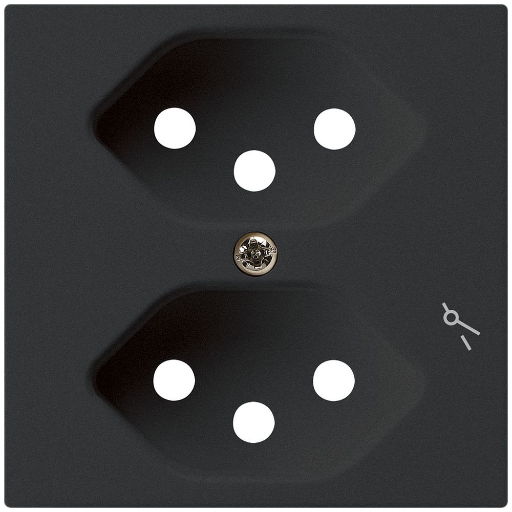 Placca frontale kallysto 2×T13/1 60×60mm nero per presa 2×T13/1