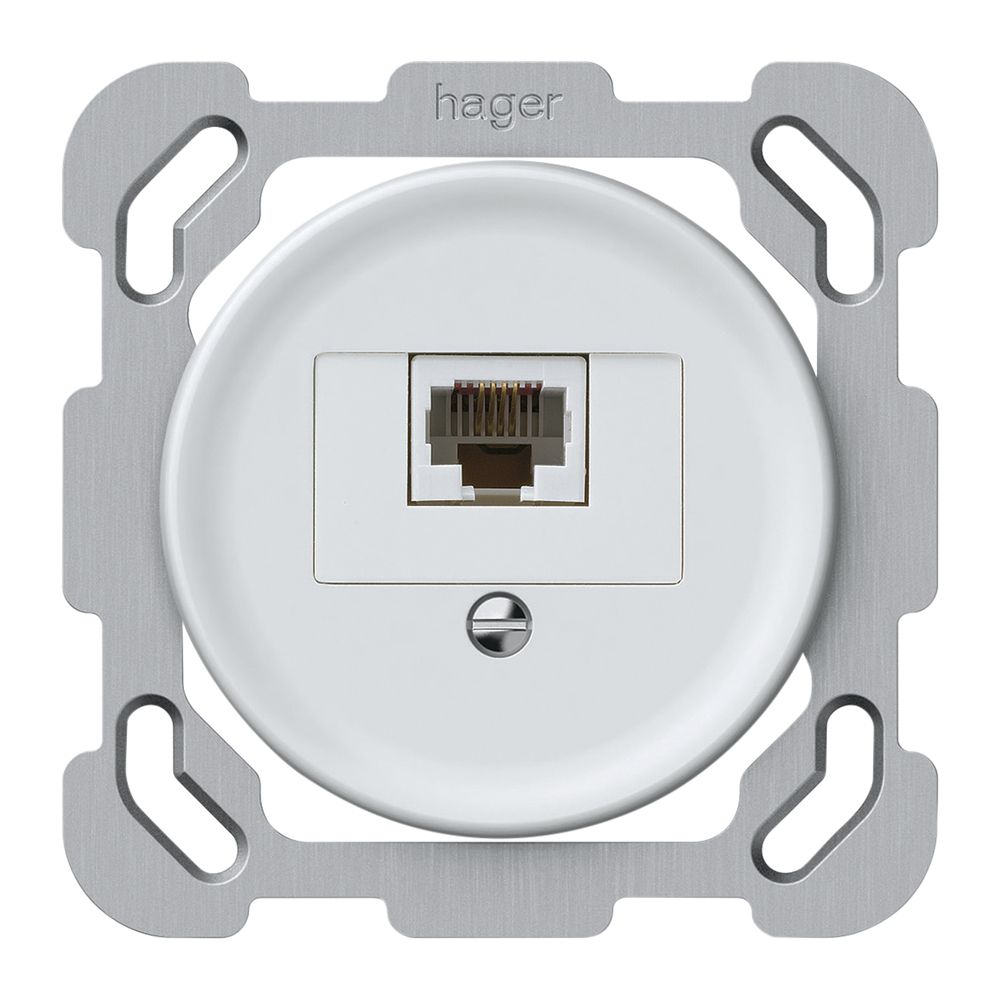 UP-Anschlussdose origin RJ45 8(4) Kat.6 gerade 77×77mm weiss