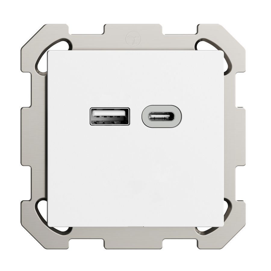 Prise ENC USB 18W type A + type C Feller EDIZIOdue FM 230V 3600mA blanc