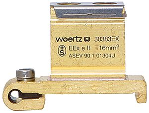 Schutzleiter-Reihenklemme Woertz Ex 6…16mm² Schraubanschluss 1×1 Hutschiene TH35