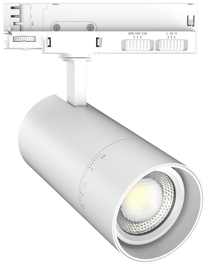 Spot LED DOTLUX ZOOMtrack 33W 3320lm 927/932/940 24…60° AD3PH Ø80 blanc