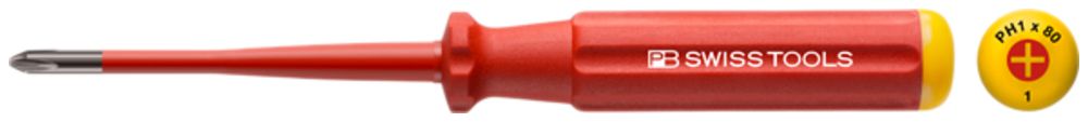 Kreuzschraubenzieher PB PH Gr.1×80mm VDE 1000VAC/1500VDC, DIN7438