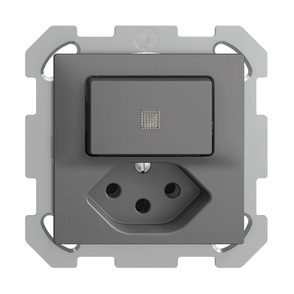 UP-Leuchtkombination 6/1L+T13 dunkelgrau LS EDIZIOdue mit Linse, LED gelb