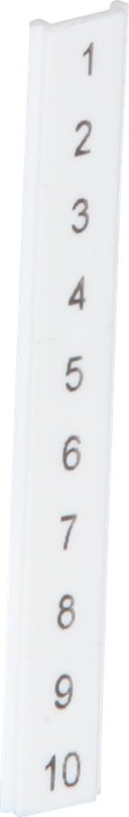 Zackband ZBF flach 1…10 weiss quer bedruckt mit 10 Schildchen 5mm
