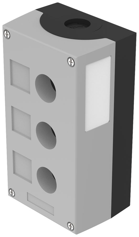 Boîtier p.montage en saillie EAO 45, 3×Ø 22.3 mm, support p.étiquette, M20, gris