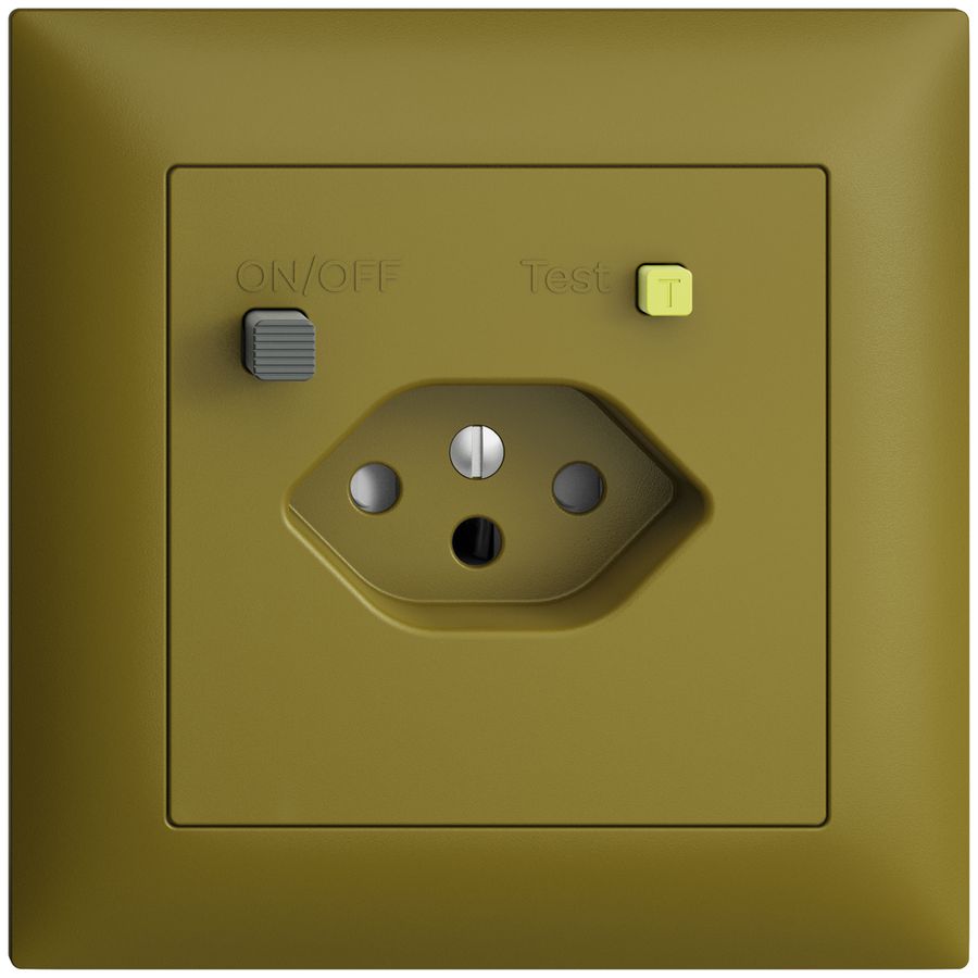 Prise ENC EDIZIOdue T13 FI 30mA FMI, shutter, olive