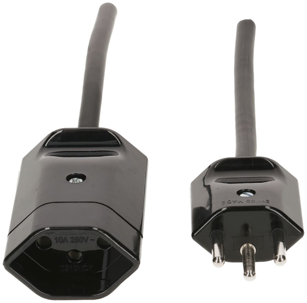 Verlängerungskabel MAX HAURI Td 3×1mm² 1m schwarz Stecker T12/13