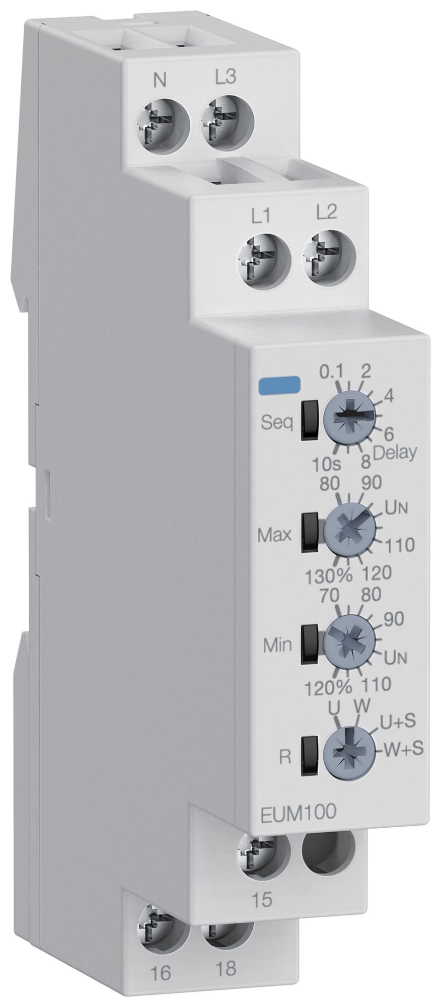 REG-Netzüberwachungsrelais Hager EUM100, 1LN/3LN 1W (5A/250V) 1TE