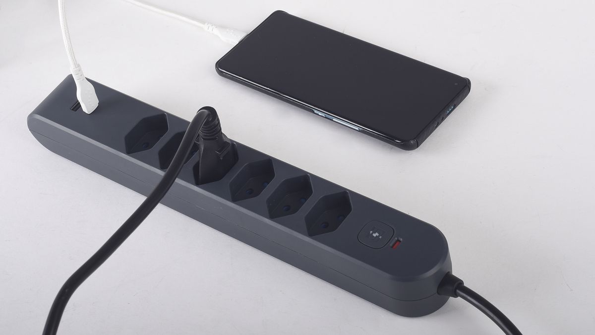 Steckdosenleiste Steffen STEBA IQ 6×T13 1×USB-A 1×USB-C PD 3m anthrazit