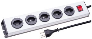 Steckdosenleiste MH 5×T23 silber/schwarz PowerLine Td 3×1.5mm² 2.5m