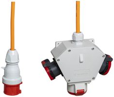 Kreuzverteiler DEM DB34233 2×T25 1×16A 1.5m 5×2.5mm² Stecker 16A