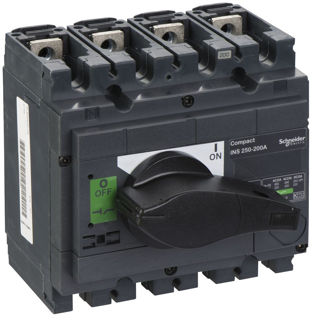 Interupteur de charge Schneider Electric INS 4L 200A avec poignée rotative noir
