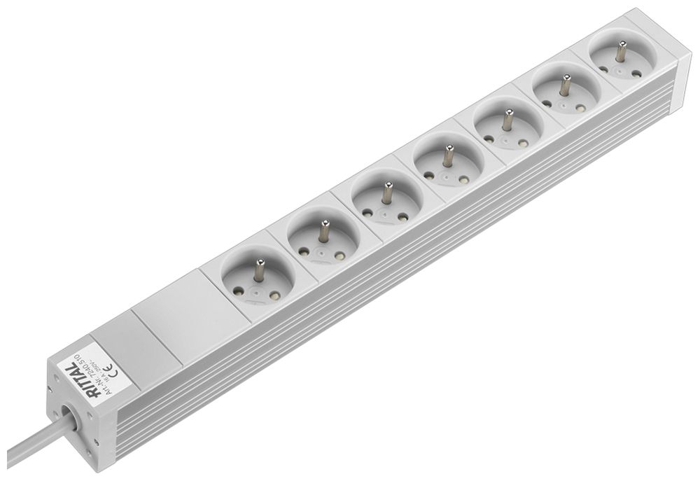 Prise multiple Rittal DK 7240.510 19" 1UH 230VAC/16A 7×CEE7/5