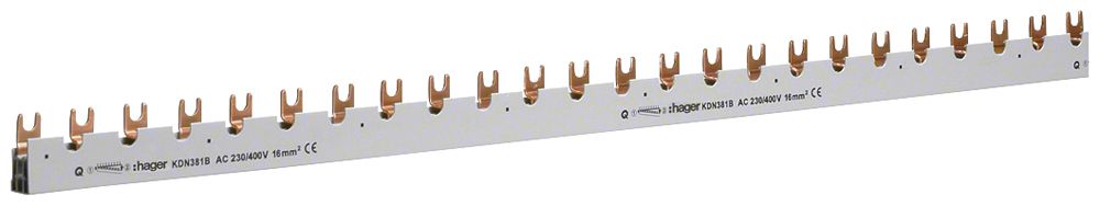 Kammschiene Hager 3P 3L Gabel 16mm² 80A 1000×58.5mm weiss