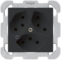 Presa INC Hager kallysto 3×T13 illuminato B nero