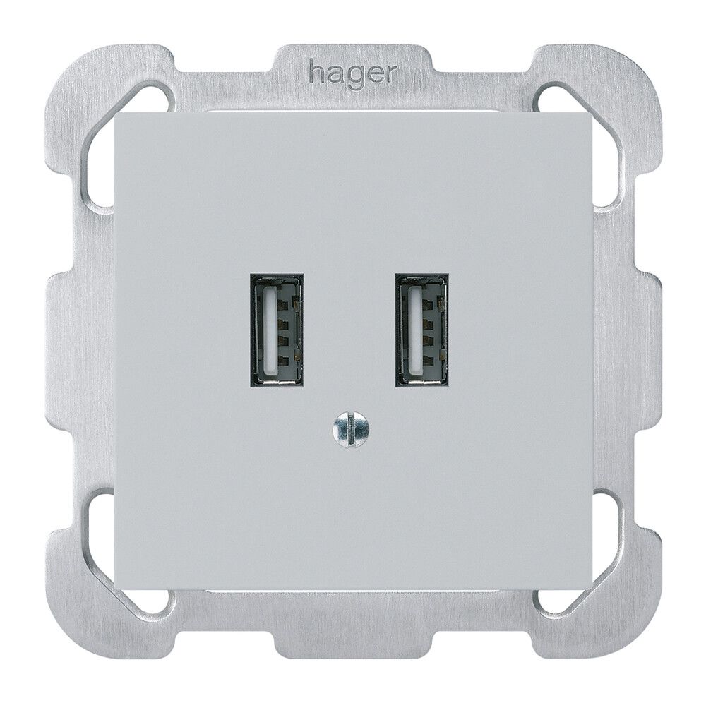 Prise de charge USB ENC Hager kallysto B 240V 2400mA gris clair