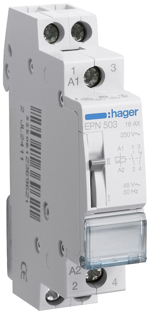 REG-Schrittschalter Hager 1TE 48VAC 24VDC 1 Öffner 1 Schliesser 0 Wechsler