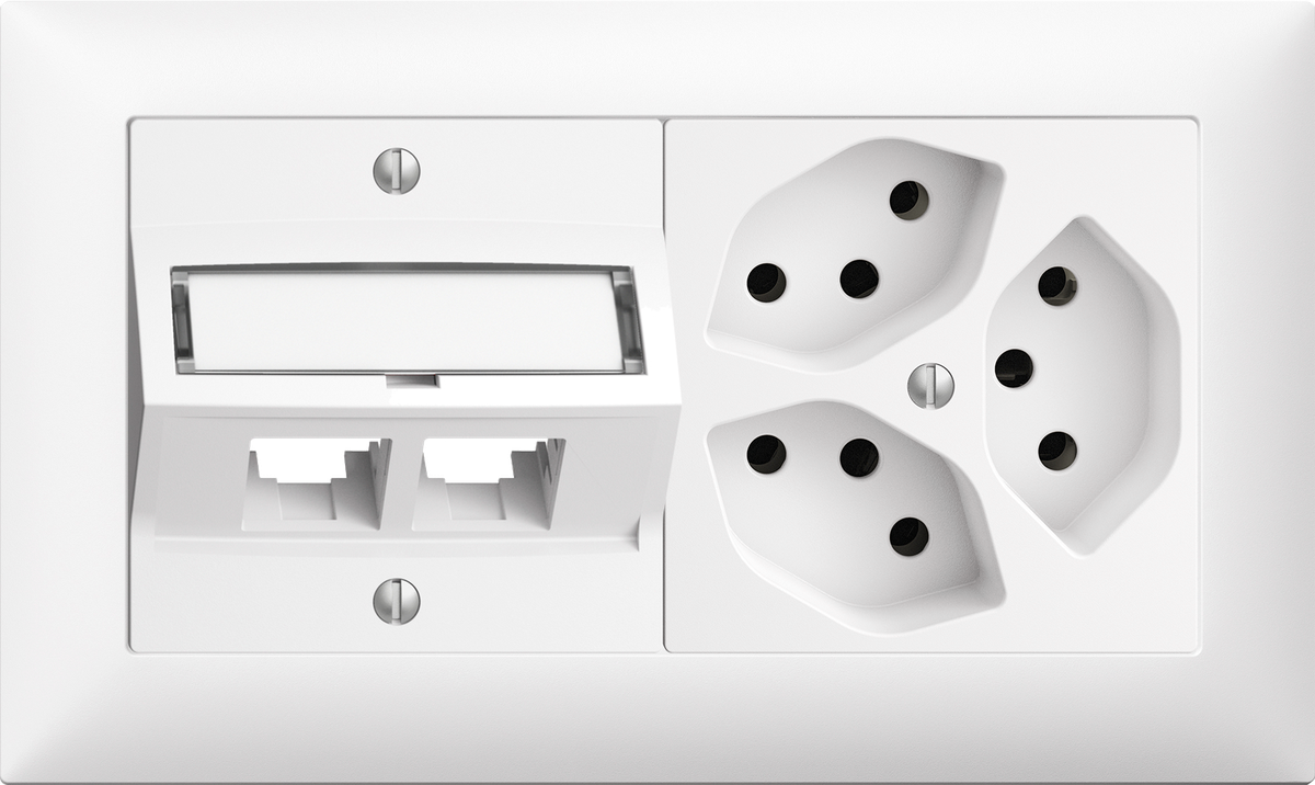 Combinaison ENC Edue 1×2, K de mon S-One p.2×RJ45 oblique+3×T13 bc