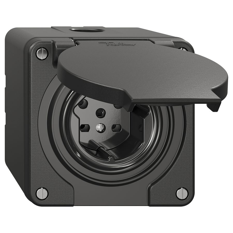 NAP-Steckdose NEVO, 1×T15, IP21, schwarz