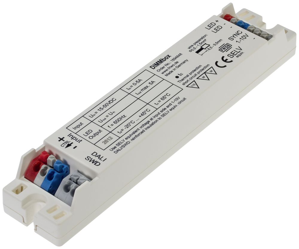 Boîte de variation Novitronic LT20, 24V 5A, DALI, 1…10V, pushdimm, 30×21×153mm