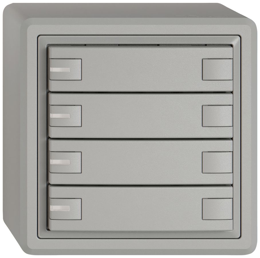 Pulsante universale AP EDIZIO.liv UNI SNAPFIX® c.LED RGB 4× com.2T grc