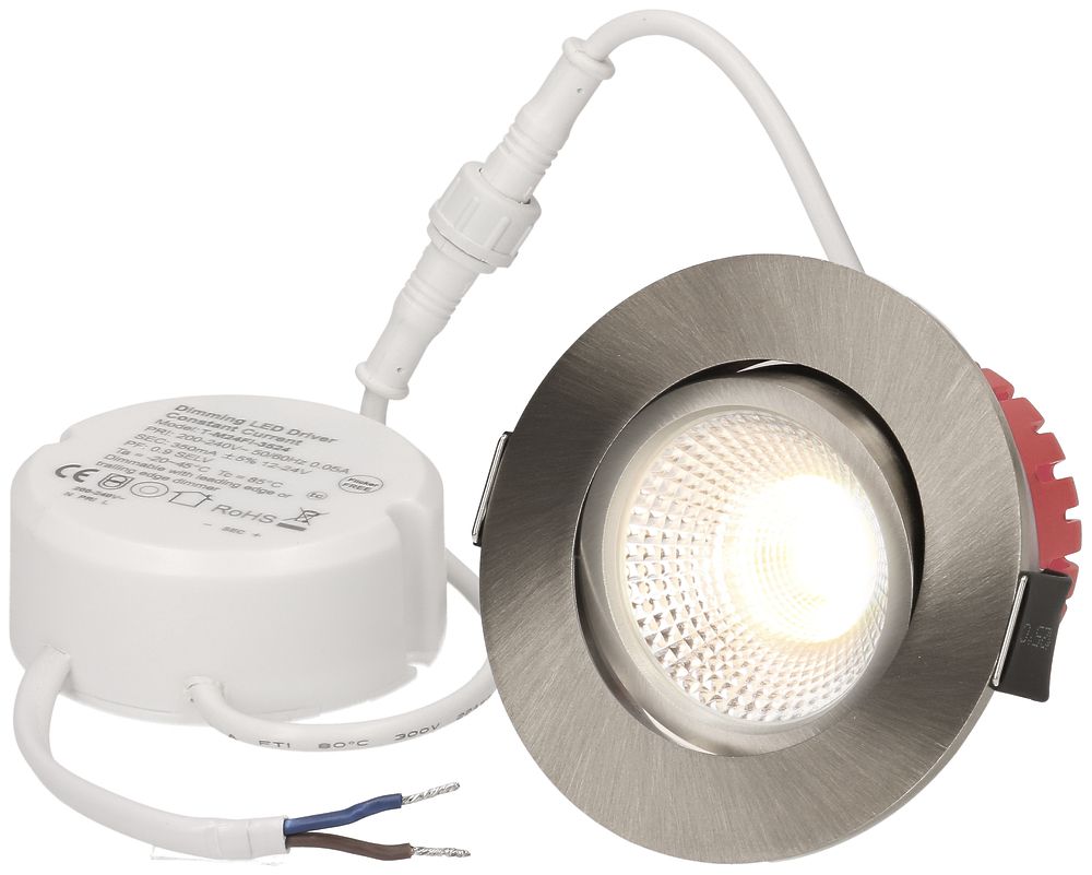 EB-LED-Spot maxLUCE SOLV-IP65 8W 230V DIM 710lm 930 Loch-Ø68mm 38° IP65 nickel