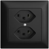 UP-Steckdose 2×T23 16A EDIZIOdue schwarz, mit Steckklemmen