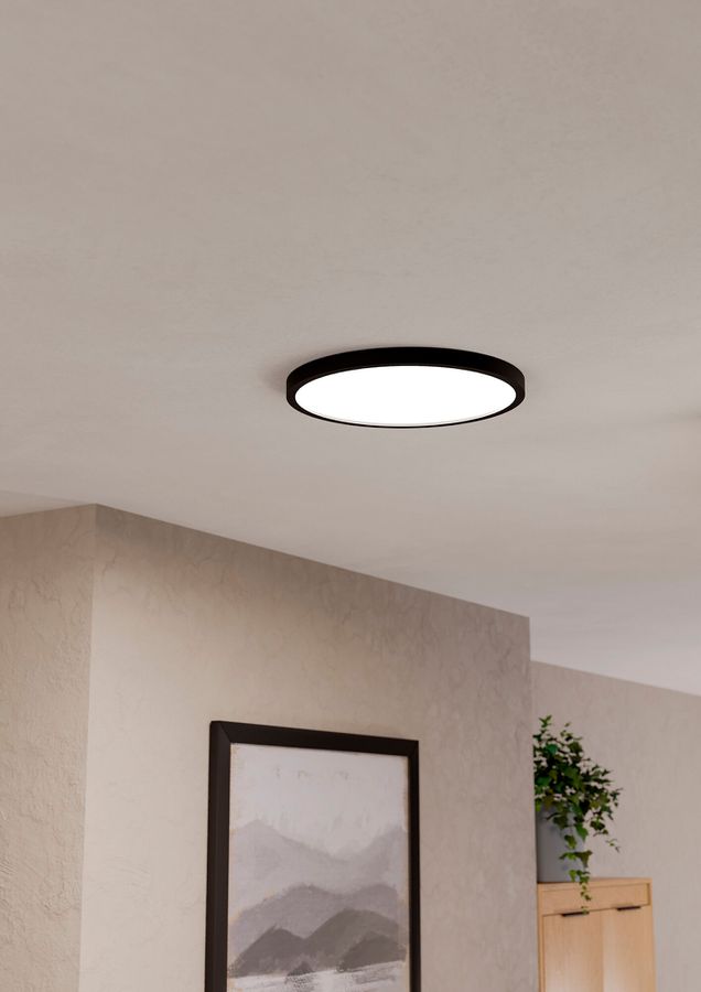 LED-Deckenleuchte Eglo FUEVA 21W 0…2850lm 2700…6500K IP44 DIM Ø389×25mm schwarz