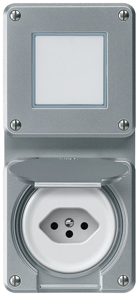 UP-Kombination robusto Wechselschalter Steckdose 1×T13 86×146mm Aluminium