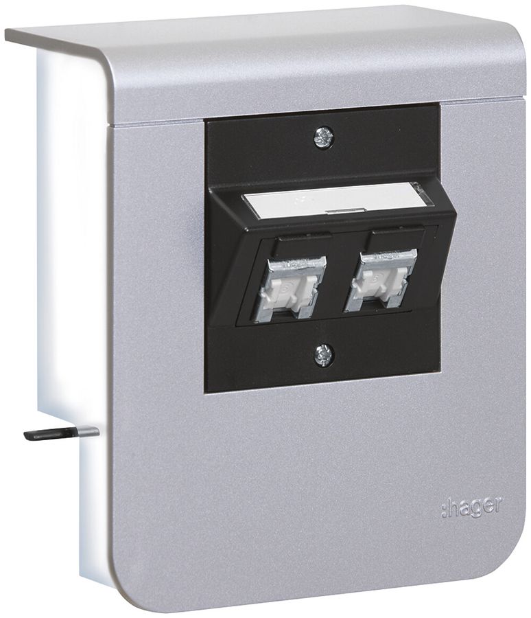 Support d'appareil Hager pour SL20055 décor aluminium, 2×cat.6