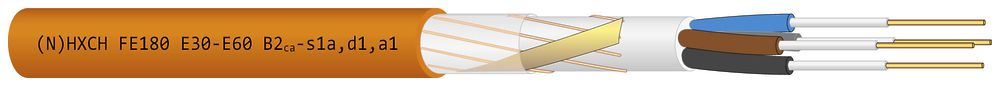 Sicherheitskabel (N)HXCH FE180/E30-E60 4×35 + 16mm² 3LN + PE orange B2ca