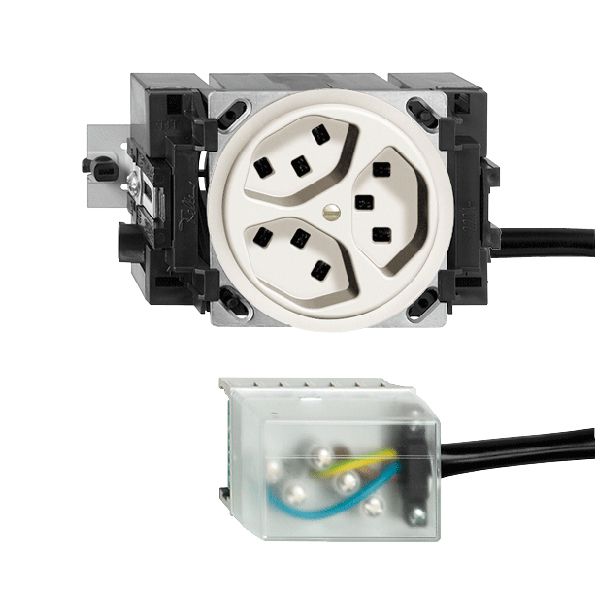 Prise INC 3×T23 16A blanc 53mm L2 FH pour Ecobus power