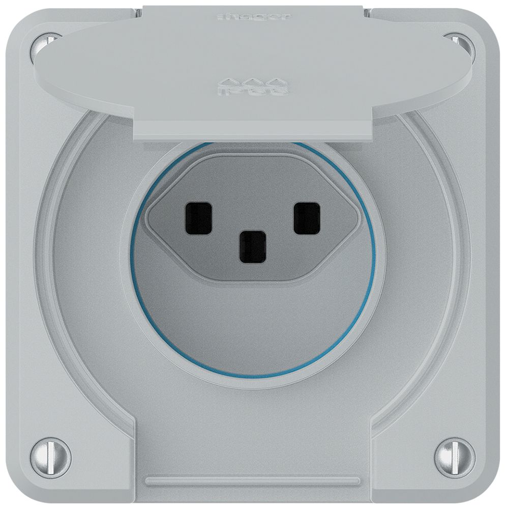 Prise ENC robusto 1×type 23 IP55 gris clair