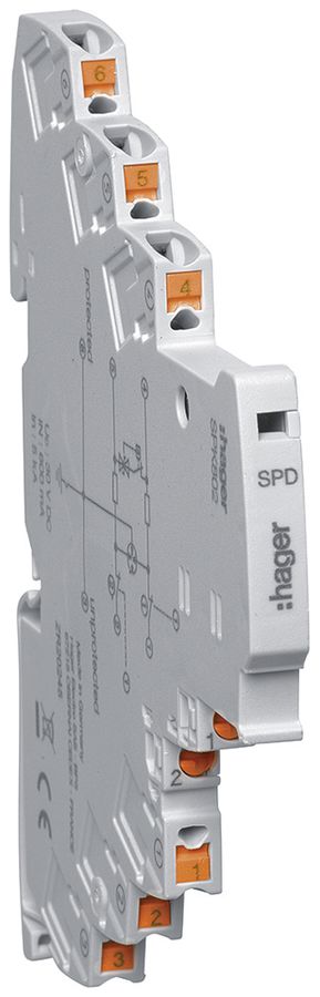 Parasurtension Hager SPD 24V 0.5kA 5kA 80V 145V 6.2mm pour stations météo