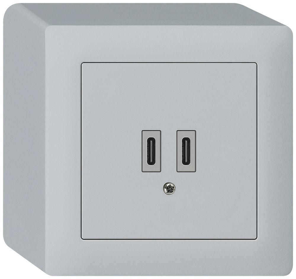 AP-USB-Ladesteckdose Hager kallysto C-C 20W 5V 86×86mm grau