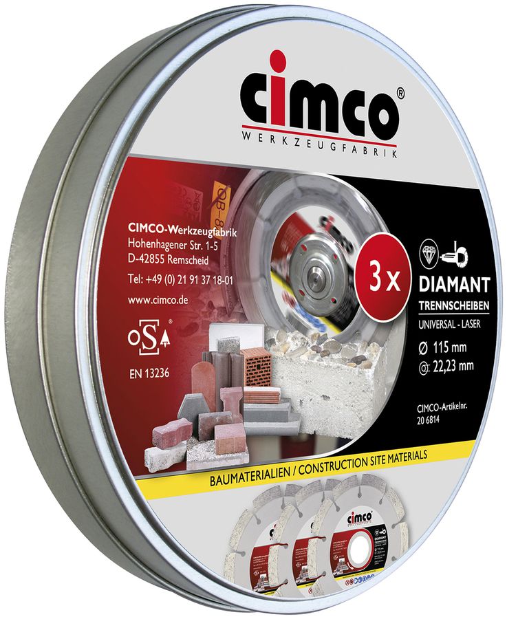 Diamant-Trennscheibe CIMCO Ø115mm in Dose à 3 Stück