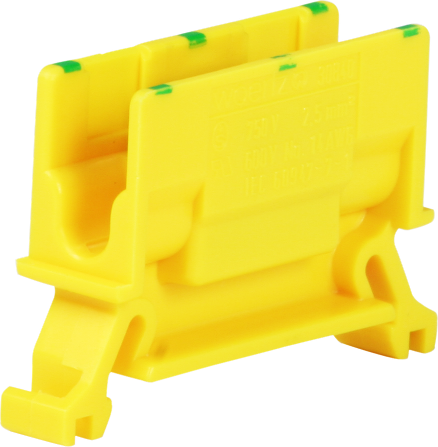 Abzweigklemme Woertz 1.5…2.5mm² 24A 750V Schraubanschluss 2×1 TH35 grün/gelb