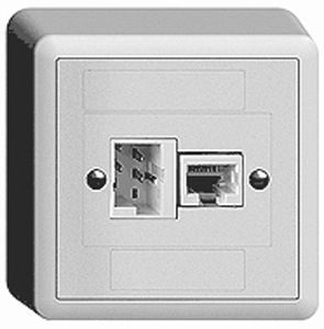 AP-Dose 1×T+T,1×RJ45/u 4P EDIZIOdue weiss ITplus ITM